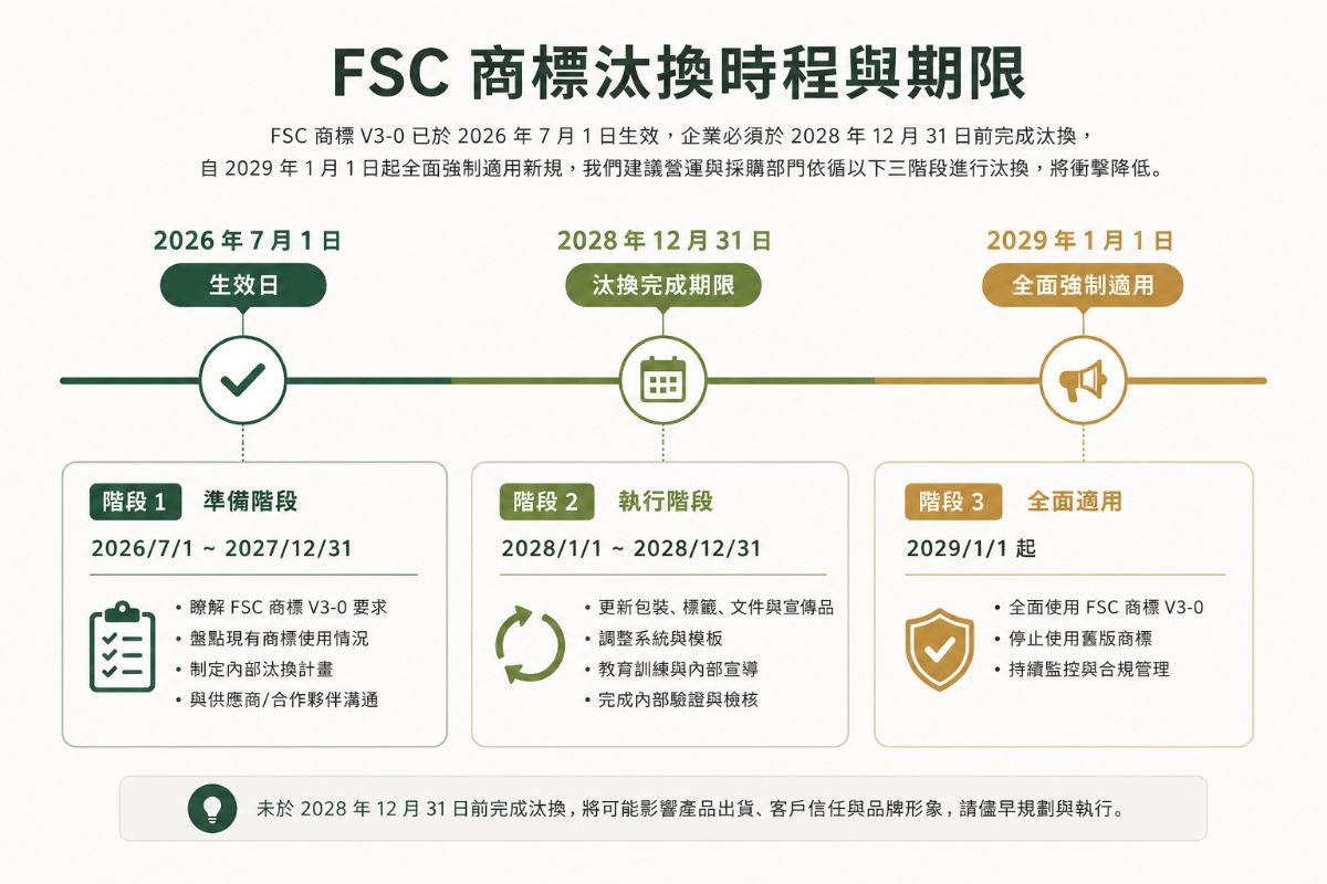 FSC商標汰換時程表